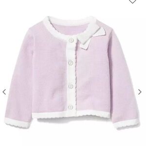 Janie And Jack Scalloped Bow Lavender Cardigan 100% cotton